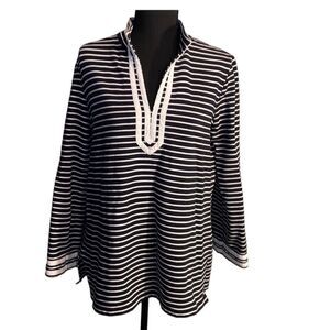 Talbots Navy White Striped Tunic | Nautical Coastal Top | Size M